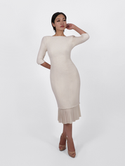 Tweed Midi Dress (Ivory)