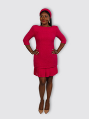 Tweed Mini Dress (Fuchsia)