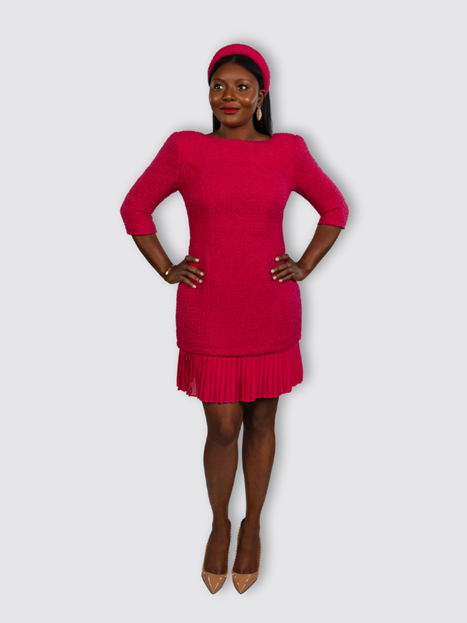 Tweed Mini Dress (Fuchsia)