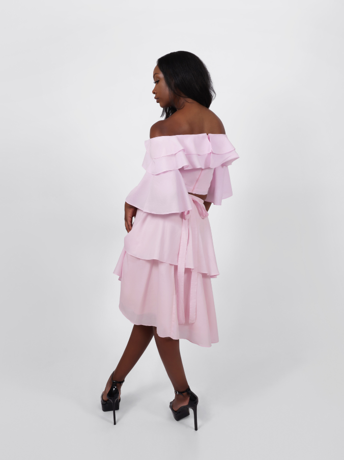 Two Piece Petal Dress (Rose) Mini
