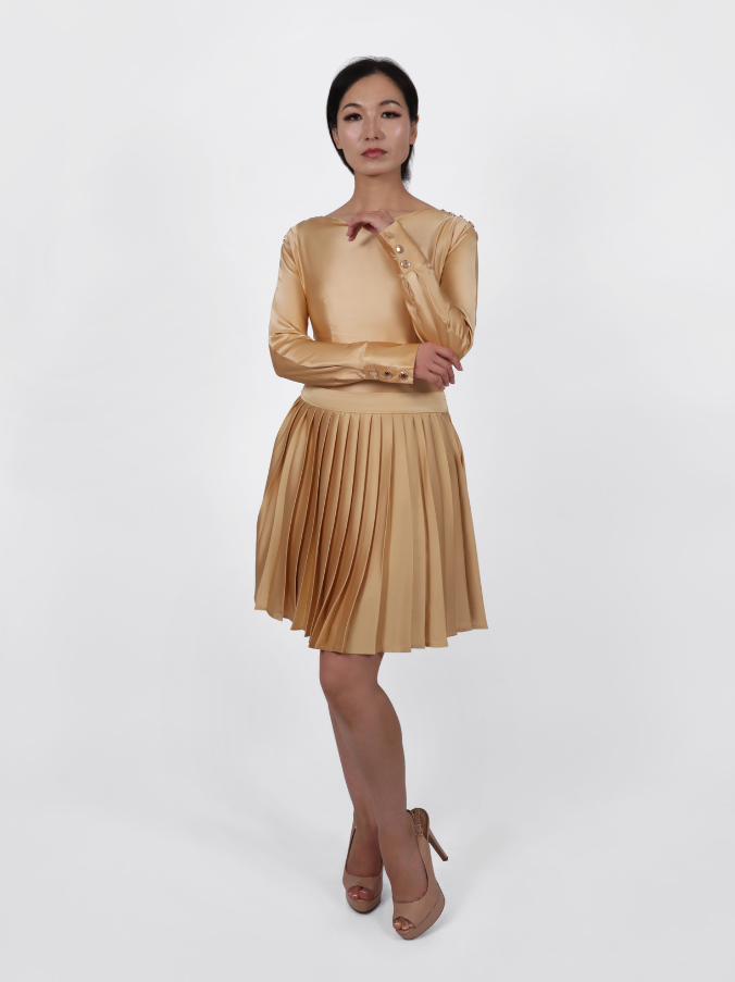 Ombr Pleated Dress (Gold) B.ENCORE Official Website Ombr Pleated Dress (Gold) B.ENCORE Official Website