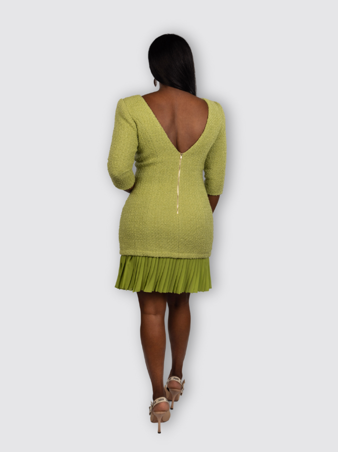 Tweed Mini Dress (Olive)