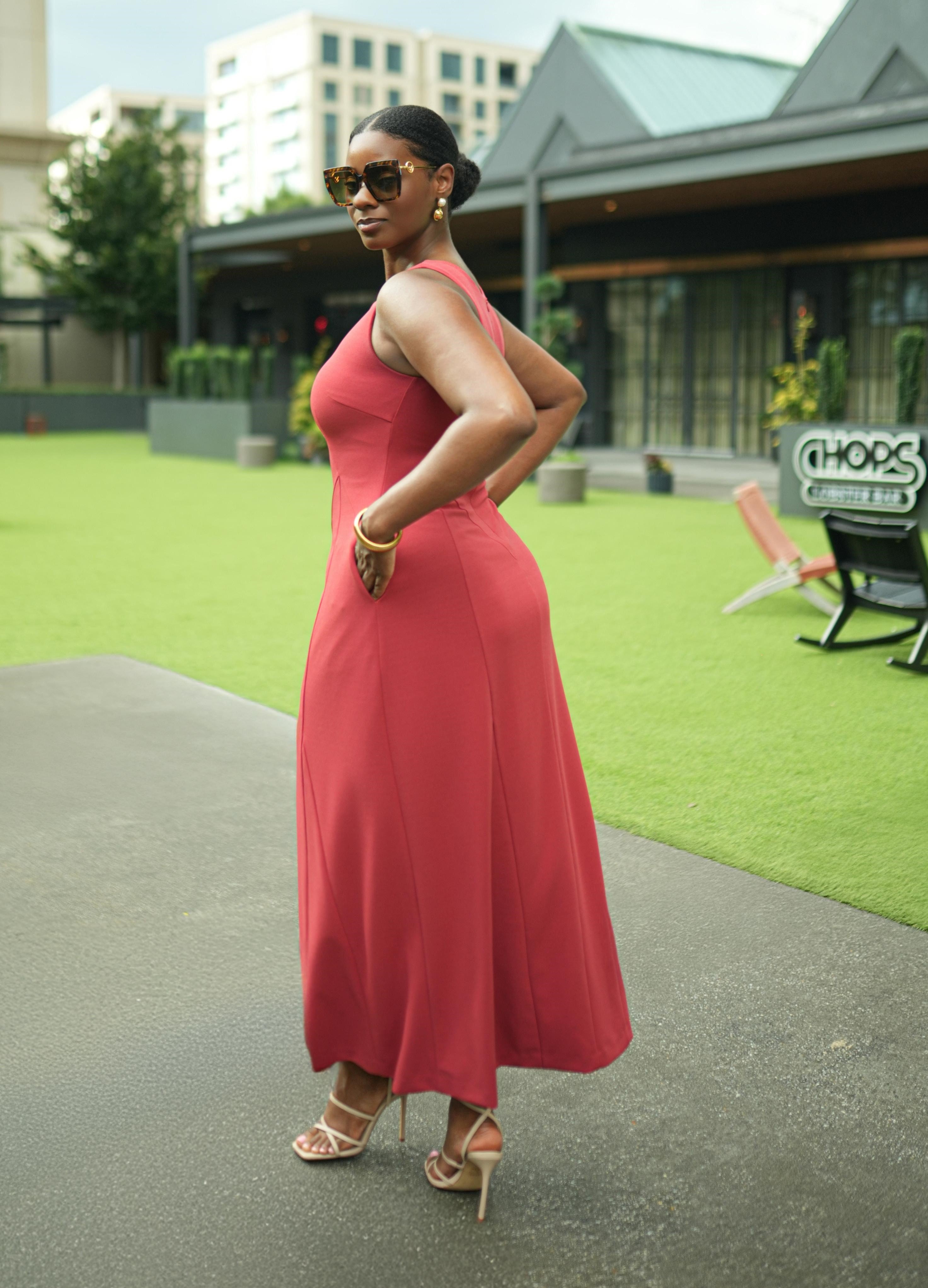 Tailored Contour Resort Maxi Dress (Brick)