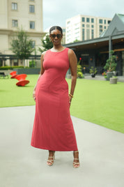 Tailored Contour Resort Maxi Dress (Brick)