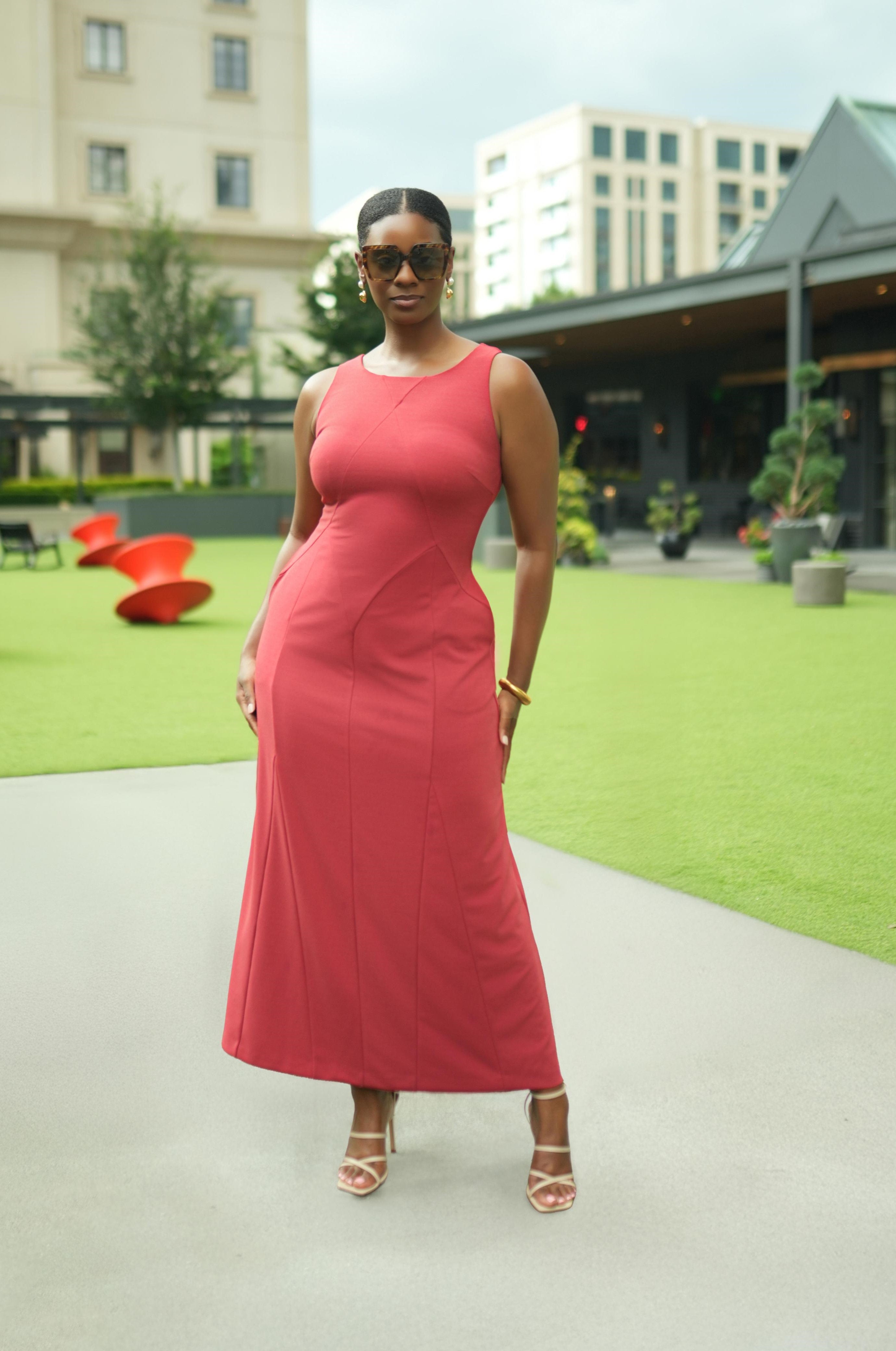 Tailored Contour Resort Maxi Dress (Brick)