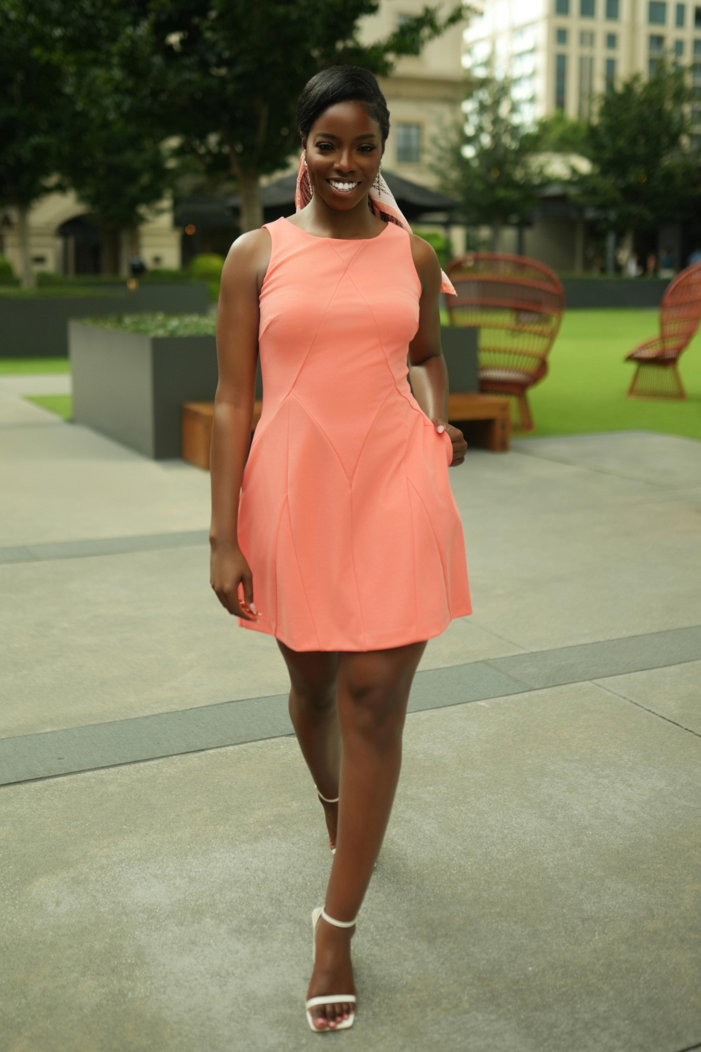 Tailored Contour Resort Mini Dress (Peach)