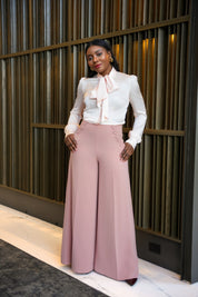 High-Waisted Wide-Leg Pants (Blush)