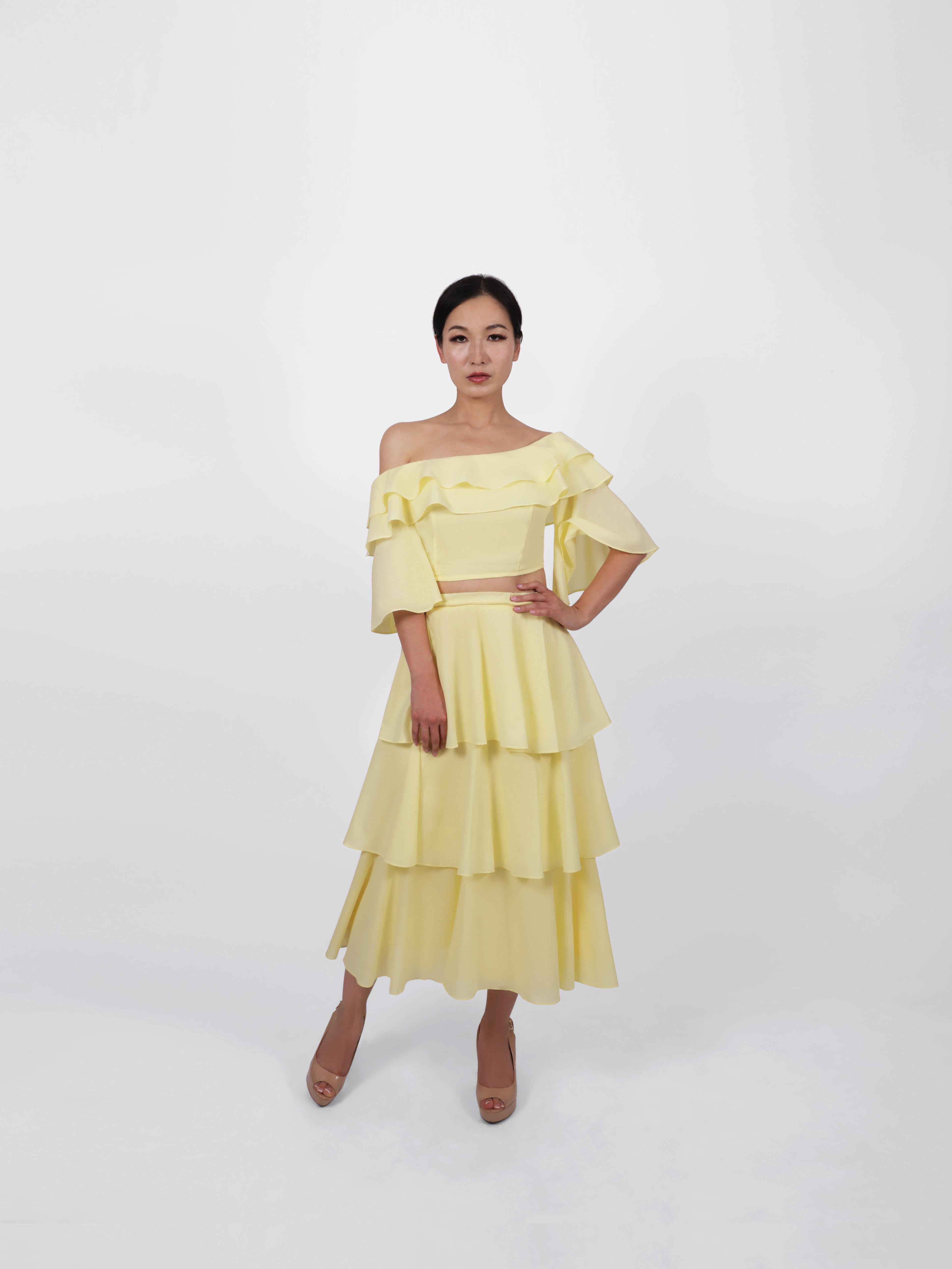Layered two-piece dress (Lemon) Midi