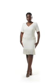 Classic Tweed Dress (Cream)