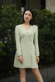 Asymmetrical Button-Up Mini Blazer Dress (Mint)