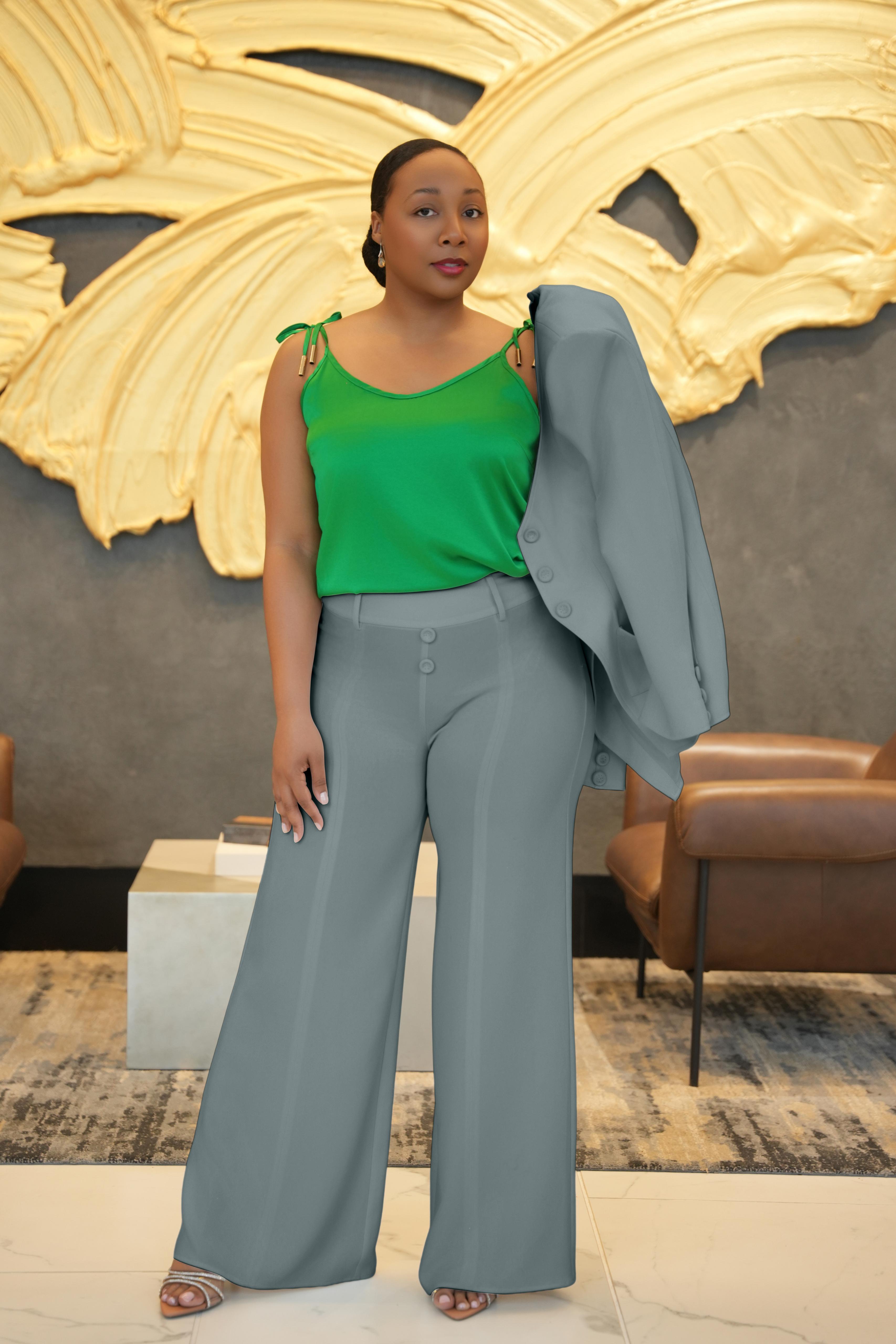 Timeless Wide-Leg Trousers (Sage)