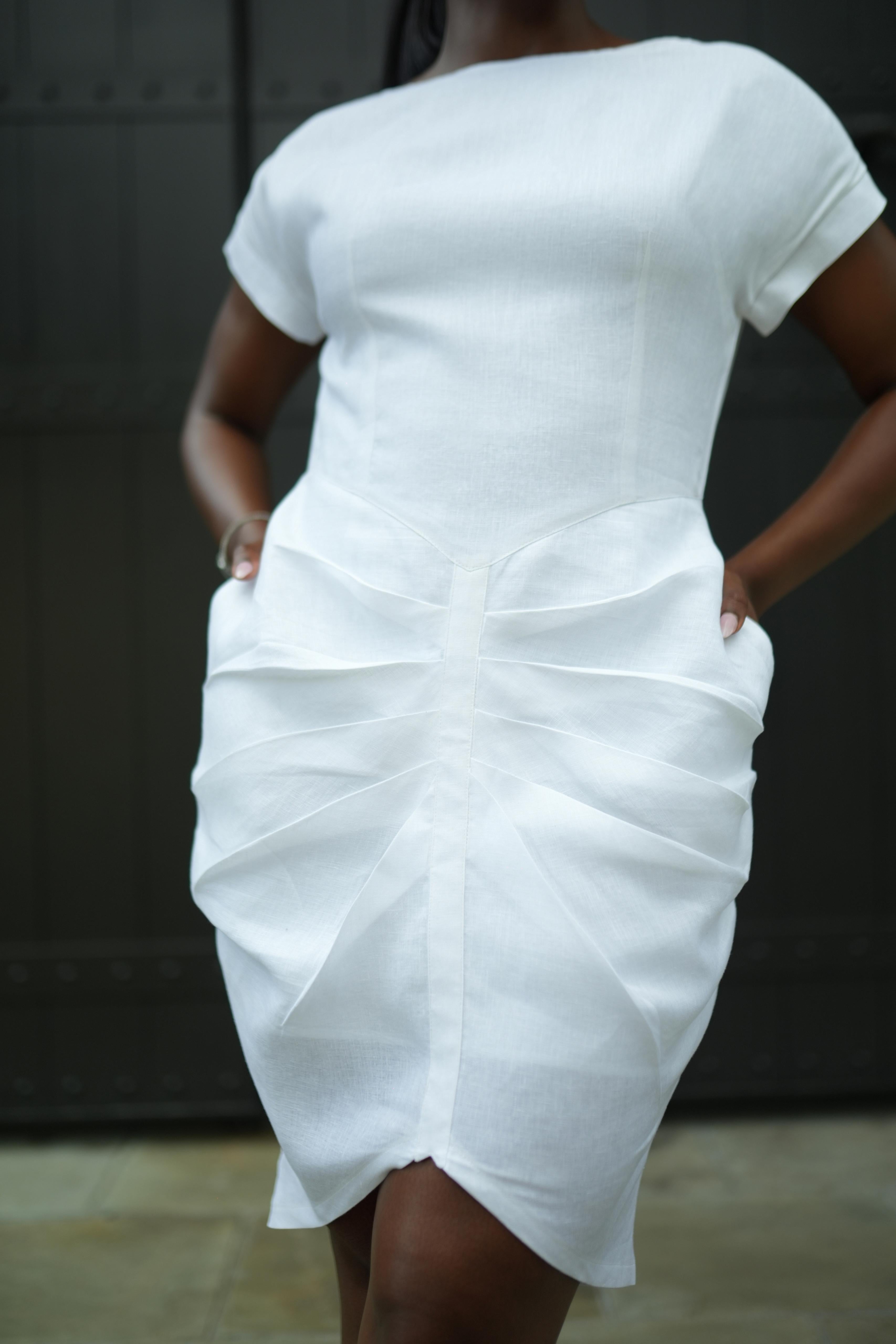 Pleated Linen Dress