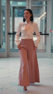 High-Waisted Wide-Leg Pants (Blush)