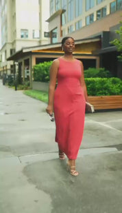 Tailored Contour Resort Maxi Dress (Brick)