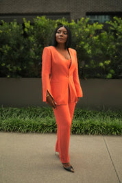 Encore Linen Three-Piece Power Suit (Coral)