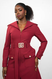 Velora Trench Dress (Merlot)