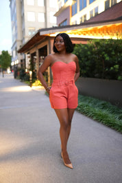 Encore Linen Three-Piece Power Suit (Coral)
