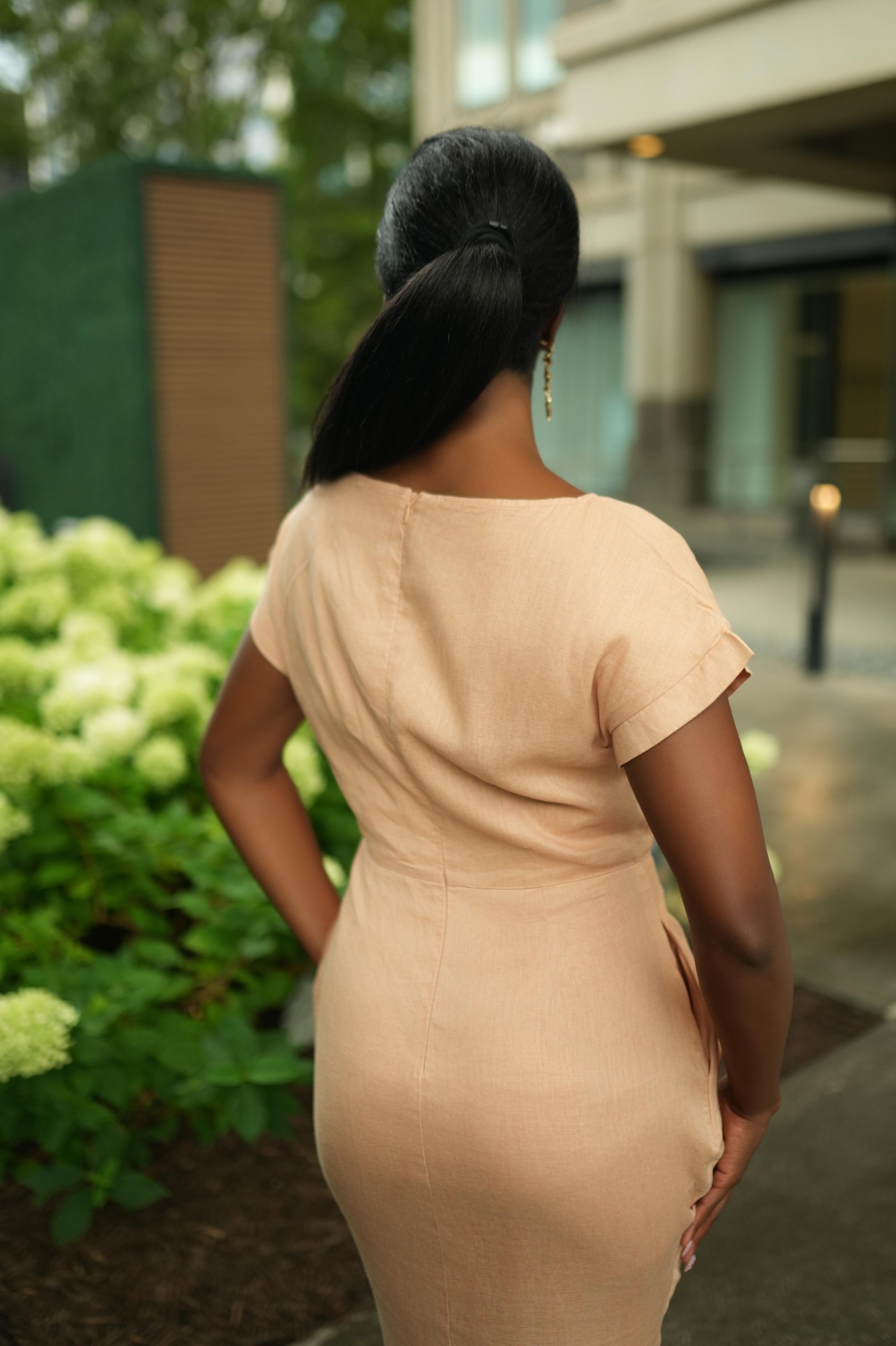 Pleated Linen Dress