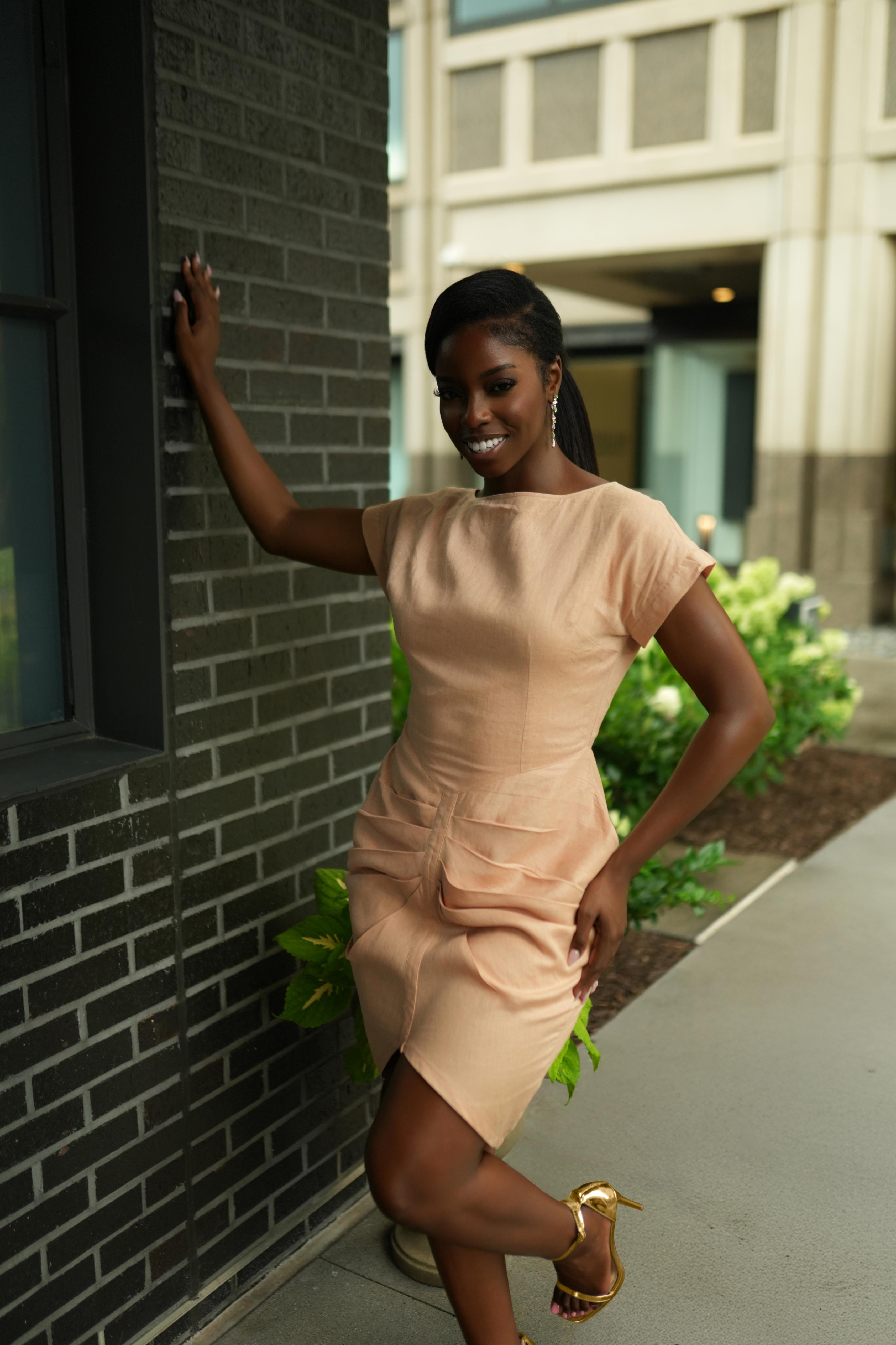 Pleated Linen Dress