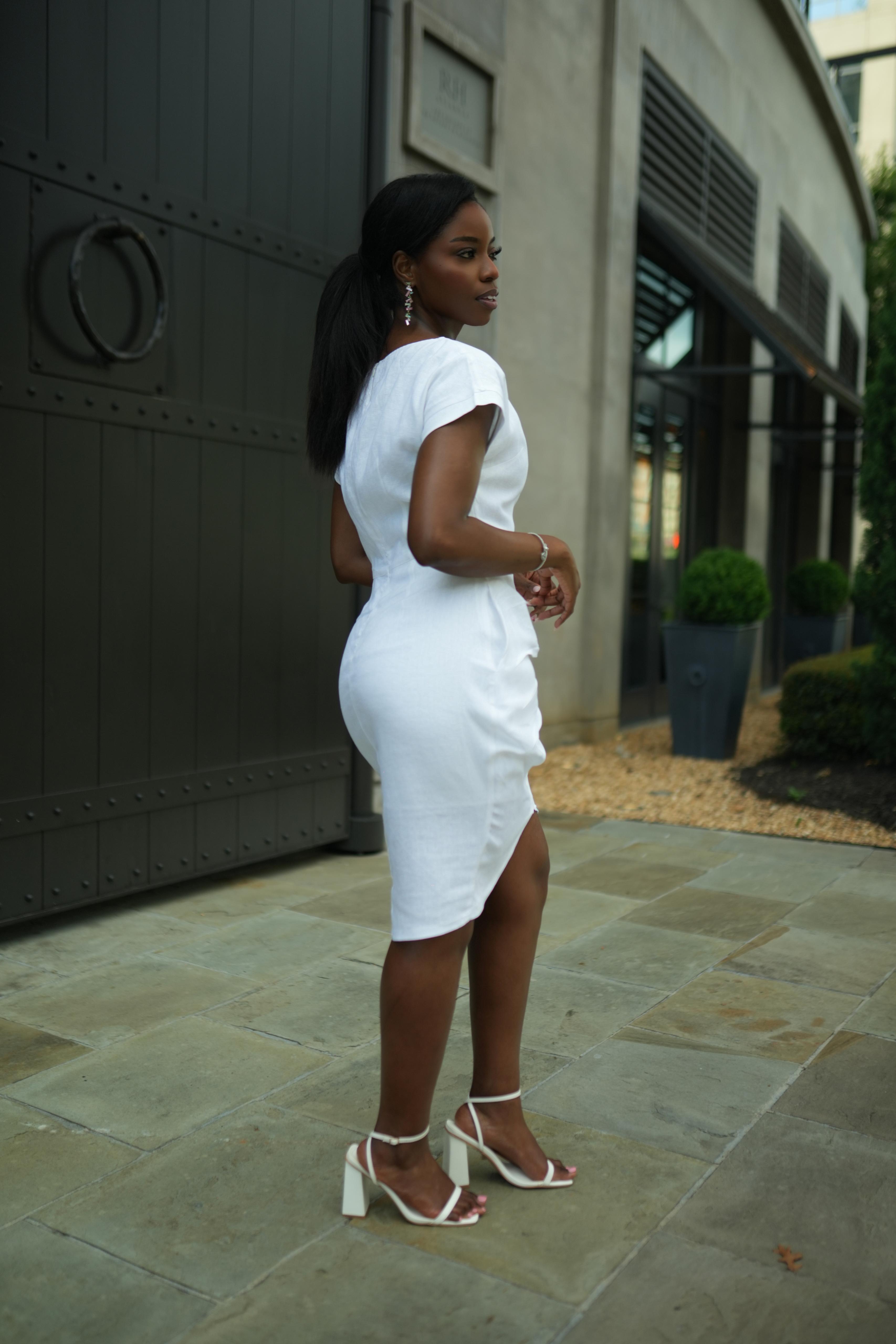 Pleated Linen Dress