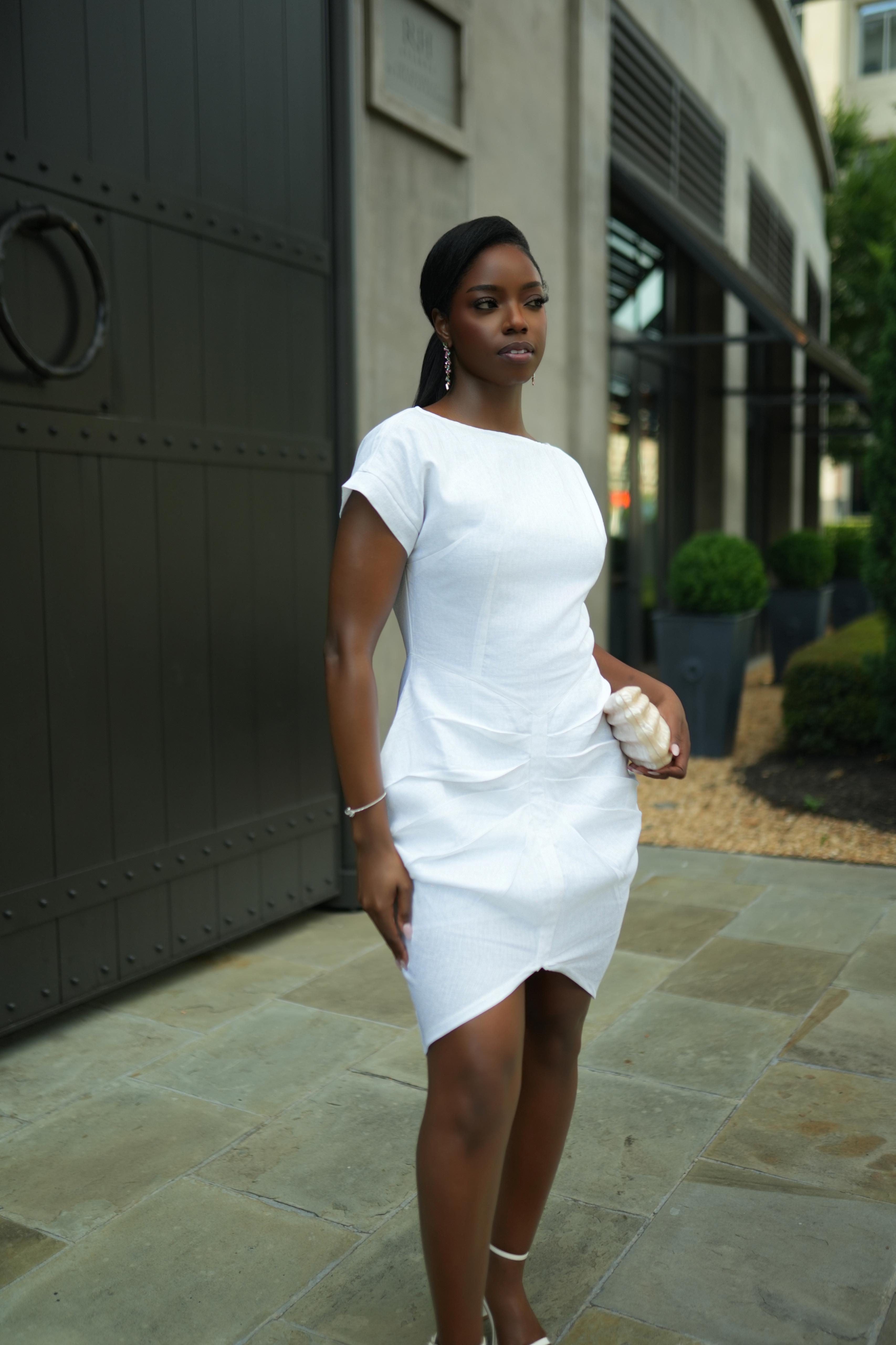 Pleated Linen Dress
