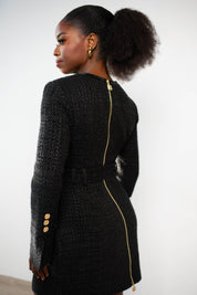 Elise Tweed Mini Dress (Noir)