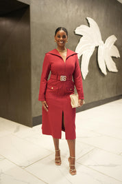 Velora Trench Dress (Merlot)