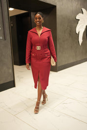 Velora Trench Dress (Merlot)