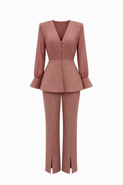Celine Peplum Suit (Blush)