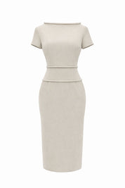 Elara Midi Dress (Oyster)