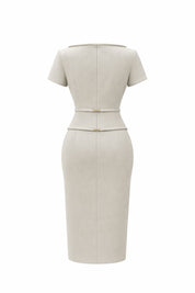 Elara Midi Dress (Oyster)