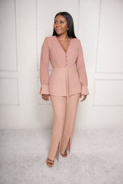 Celine Peplum Suit (Blush)