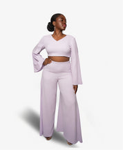 Boucle Palazzo Set (Lavender)