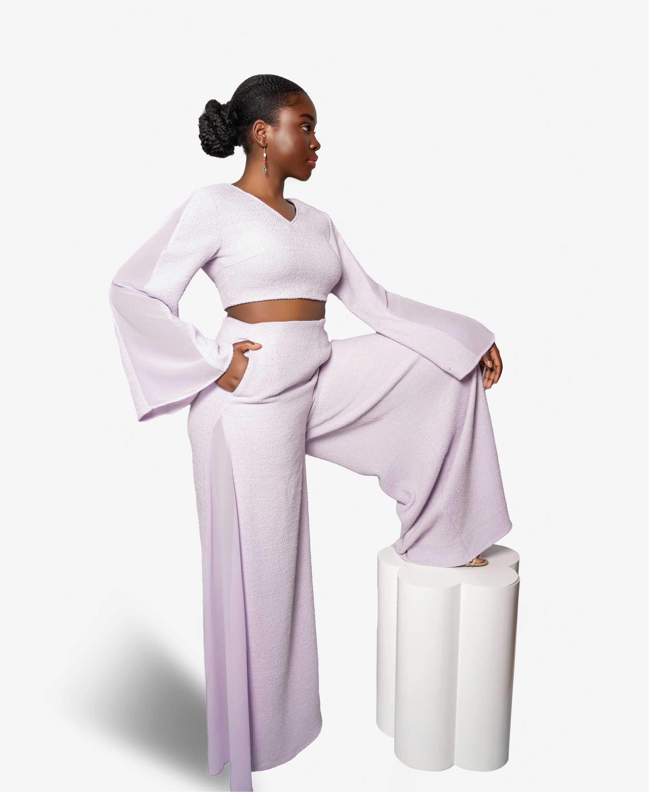 Boucle Palazzo Set (Lavender)