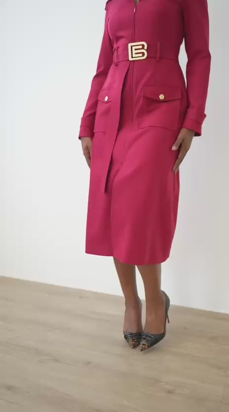 Velora Trench Dress (Merlot)