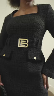 Elise Tweed Mini Dress (Noir)